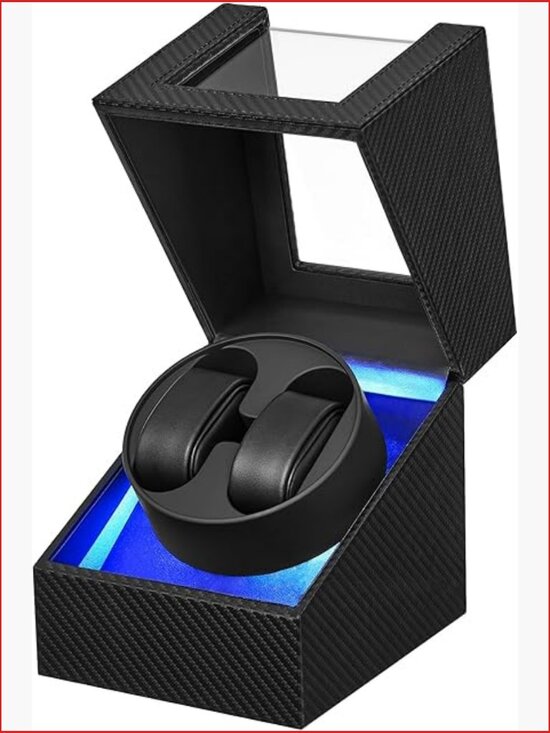 Double Watch Winder with Japanese Quiet Motor, Carbon Fiber Leather, Type-C or main image 7